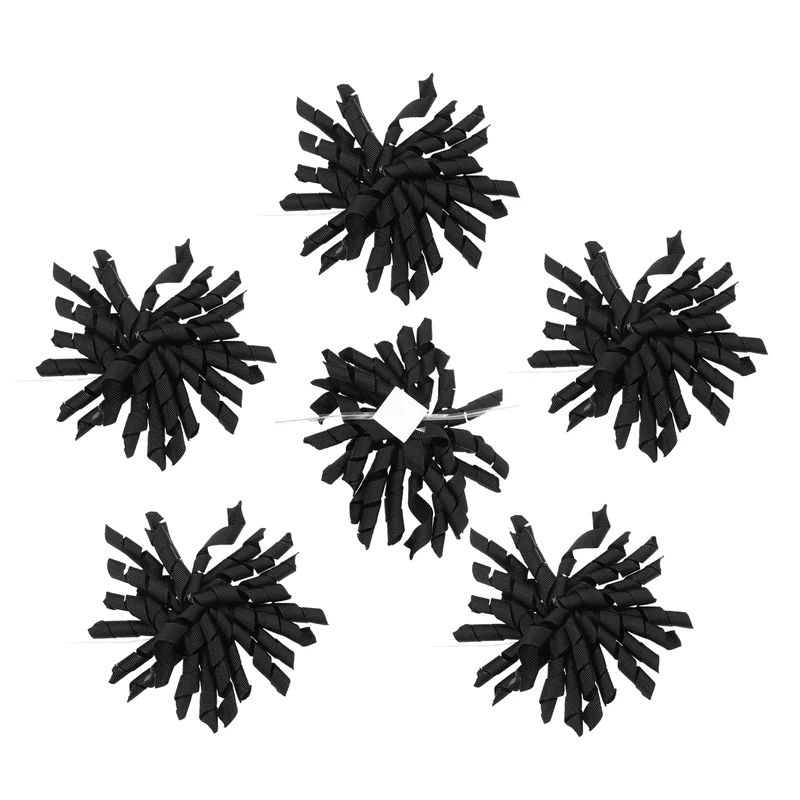 4" Curly Bows for Gift Wrapping 6 Pcs, Black