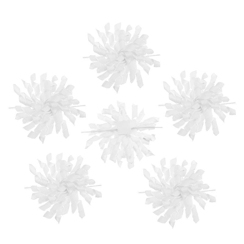 4" Curly Bows for Gift Wrapping 6 Pcs, White