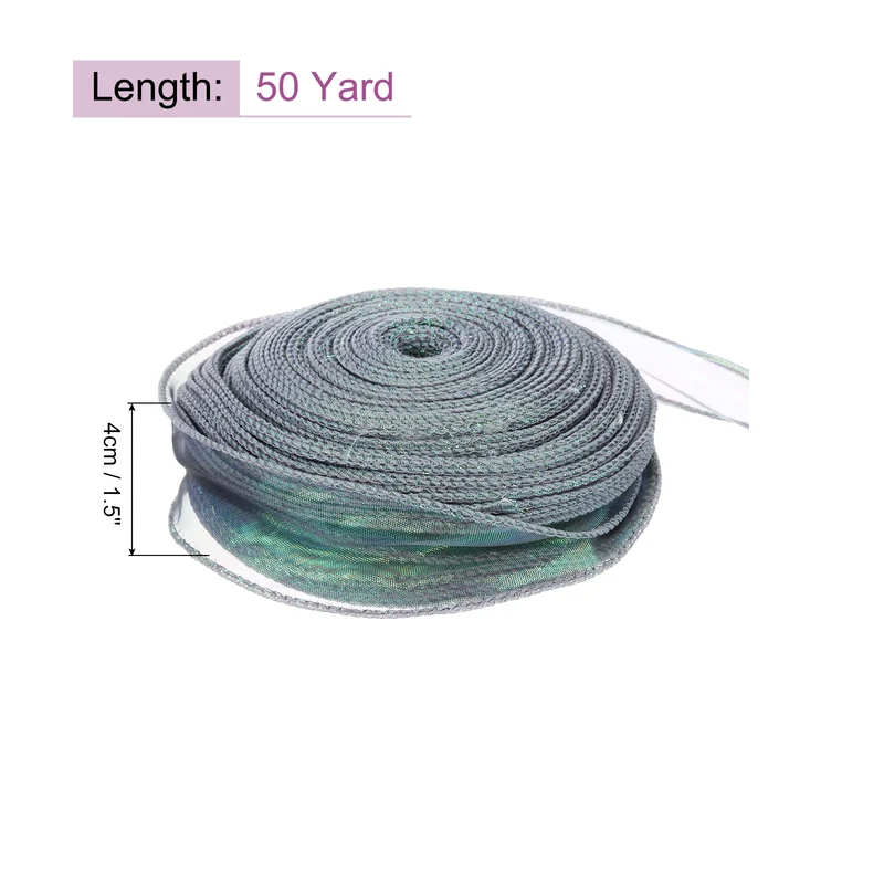 1 1/2 Inch 10Yard Sheer Organza Ribbon Shimmer Chiffon Tulle Ribbons White
