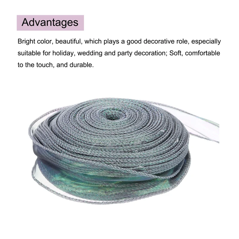 1 1/2 Inch 10Yard Sheer Organza Ribbon Shimmer Chiffon Tulle Ribbons White