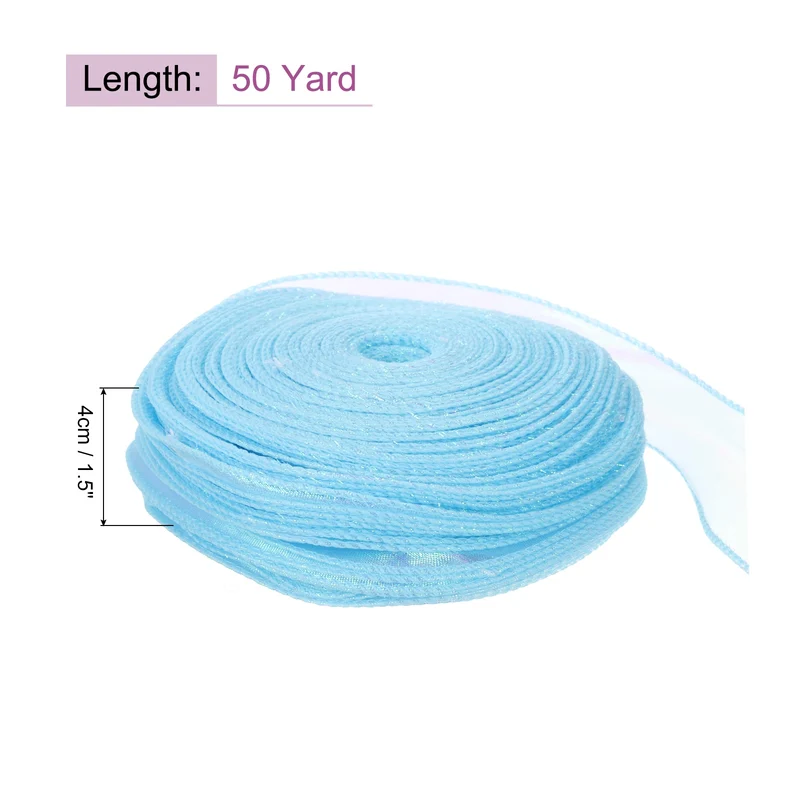 1 1/2 Inch 10Yard Sheer Organza Ribbon Shimmer Chiffon Tulle Ribbons White