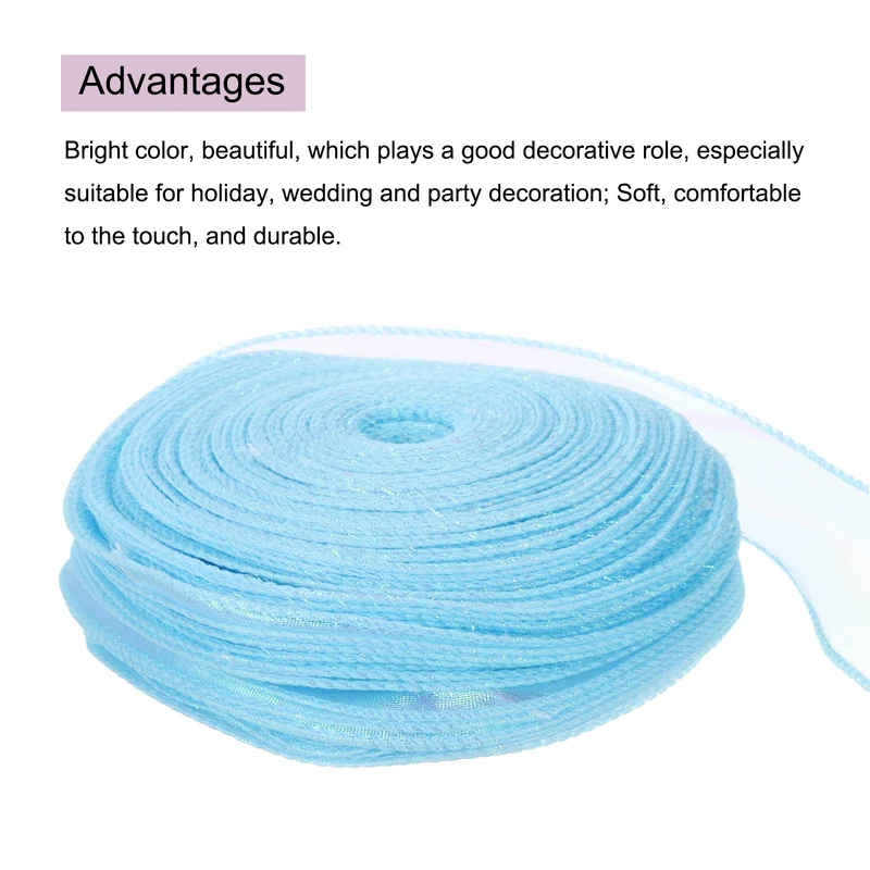 1 1/2 Inch 10Yard Sheer Organza Ribbon Shimmer Chiffon Tulle Ribbons White