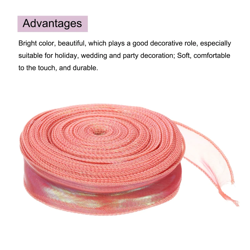 1 1/2 Inch 10Yard Sheer Organza Ribbon Shimmer Chiffon Tulle Ribbons White