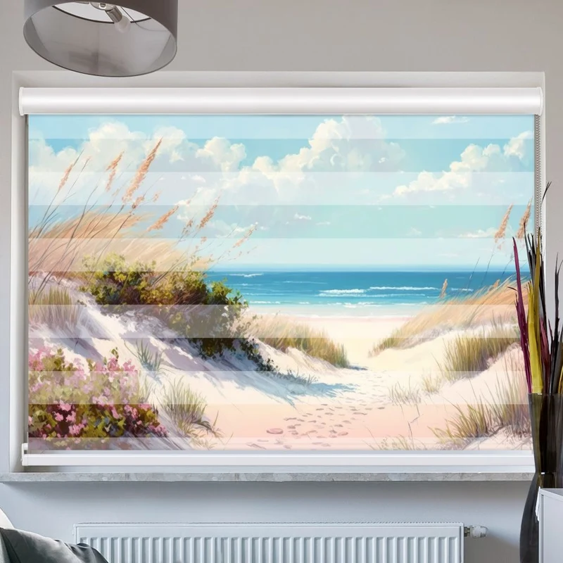 Doppelrollo mit Kassette "Duene Meer Aquarell"