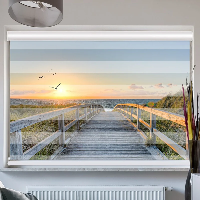 Doppelrollo mit Kassette "Meer Bruecke Romantisch"