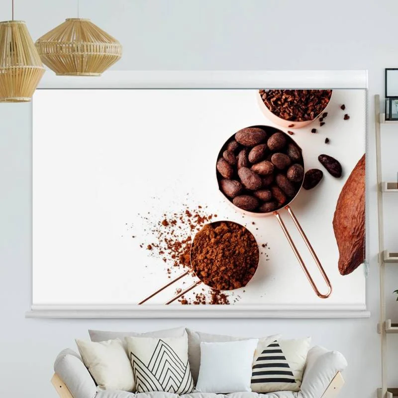 Kassettenrollo Motiv "Kakaobohnen Arrangiert" | bis B 420 x H 420 cm