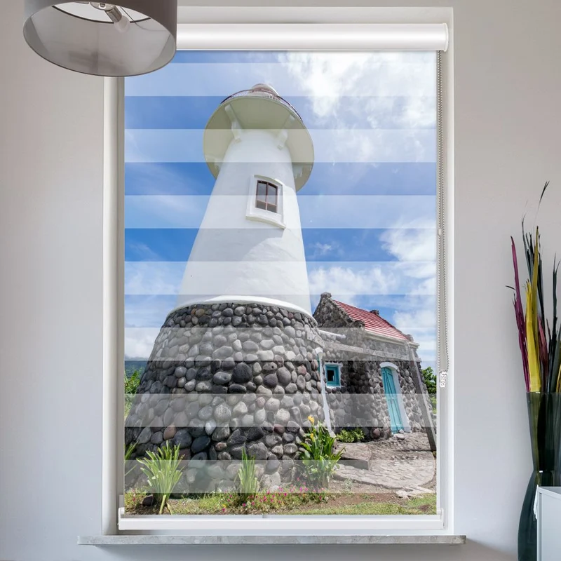 Doppelrollo mit Kassette "Leuchtturm In Basco Island"