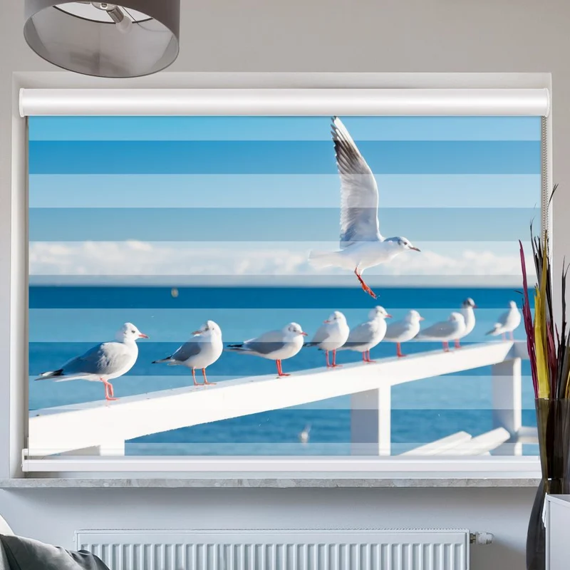 Doppelrollo mit Kassette "Moewen Meer"