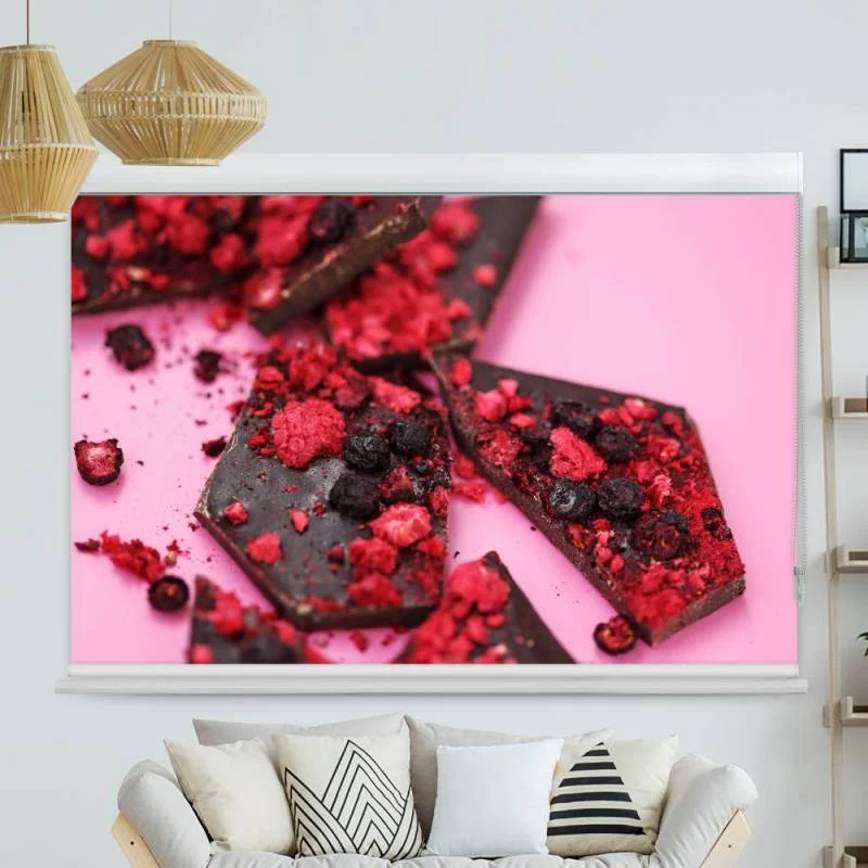 Kassettenrollo Motiv "Beeren Auf Dunkler Schokolade" | bis B 420 x H 420 cm