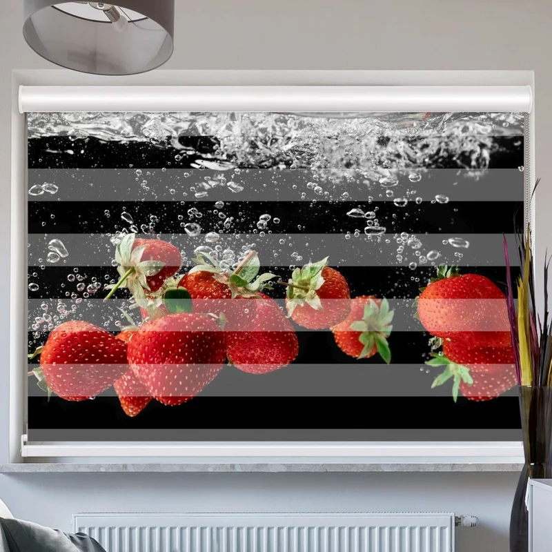 Doppelrollo mit Kassette "Frische Erdbeeren"