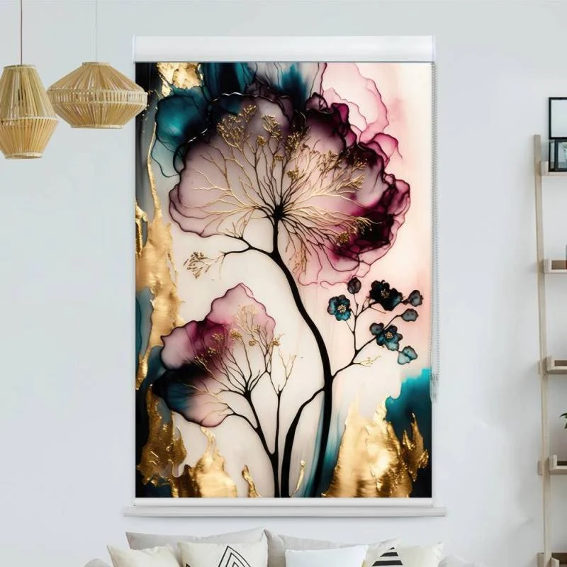 Kassettenrollo Motiv "Floral Abstrakt" | bis B 420 x H 420 cm