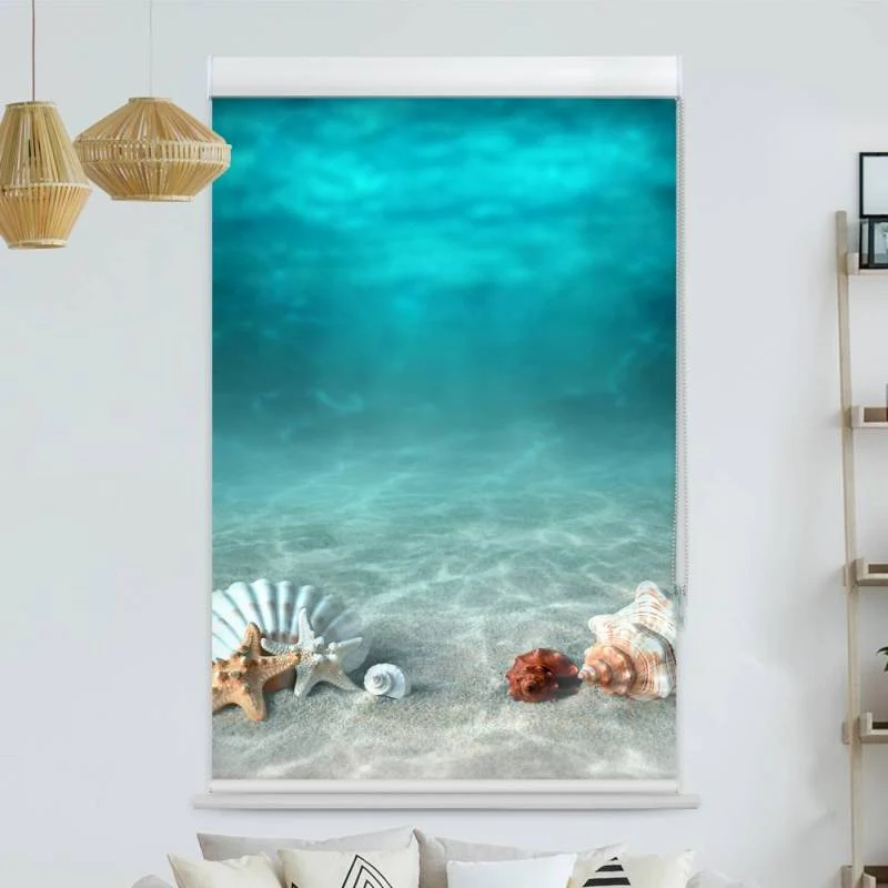 Kassettenrollo Motiv "Seesterne Muscheln Meer" | bis B 420 x H 420 cm
