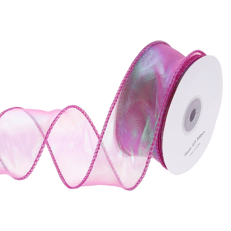 1 1/2 Inch 20Yard Sheer Organza Ribbon Shimmer Chiffon Tulle Ribbons Rose Purple