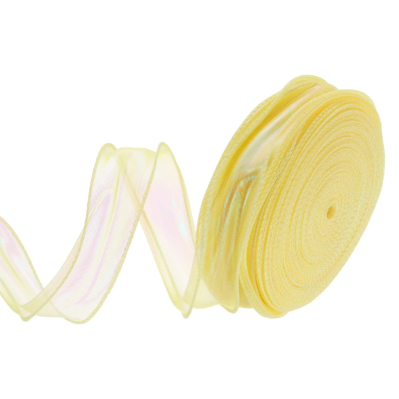 1 1/2 Inch 40Yard Sheer Organza Ribbon Shimmer Chiffon Tulle Ribbons Yellow