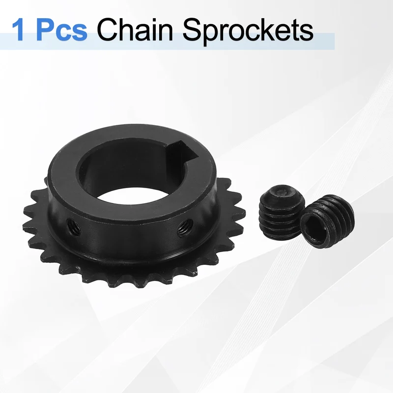 #25 Chain Roller Sprocket 25mm Bore, 25 Tooth with 8x3.3mm Keyway, Black