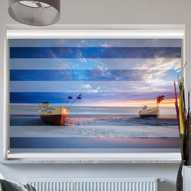 Doppelrollo mit Kassette "Fischerboote Ostsee"