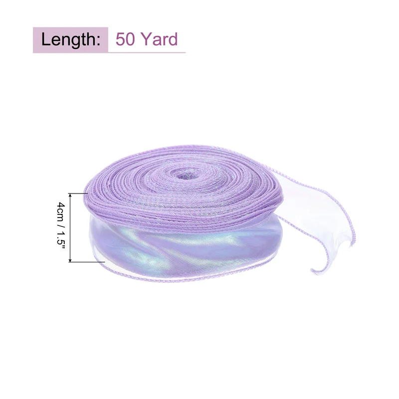 1 1/2 Inch 10Yard Sheer Organza Ribbon Shimmer Chiffon Tulle Ribbons White