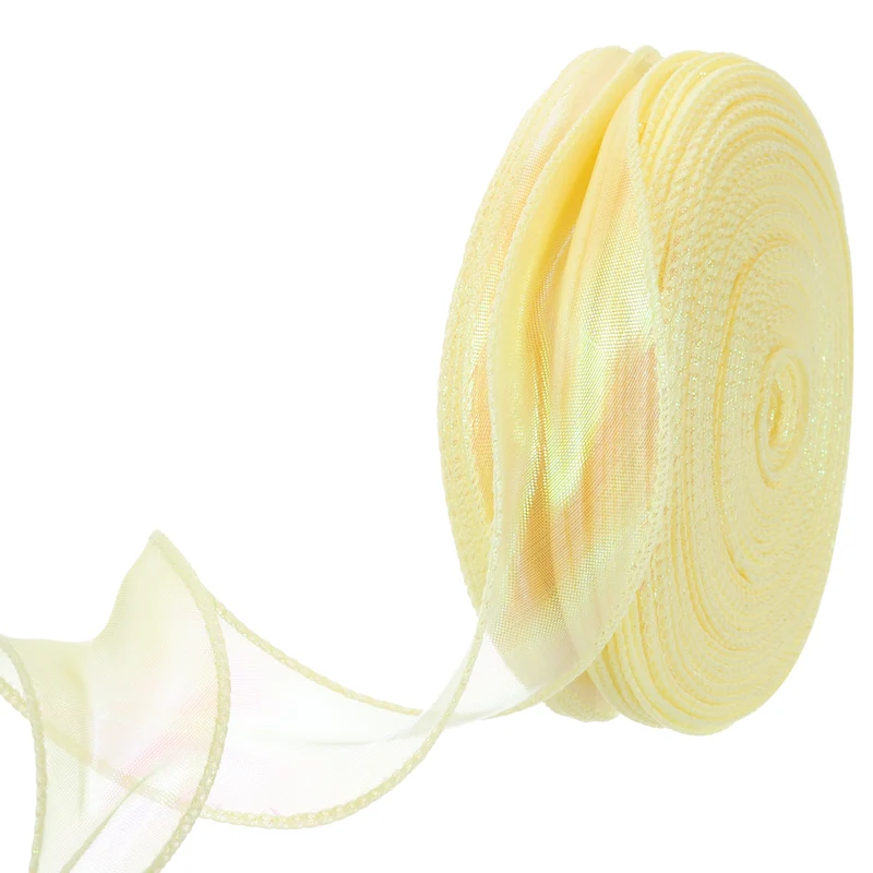 1 1/2 Inch 10Yard Sheer Organza Ribbon Shimmer Chiffon Tulle Ribbons White