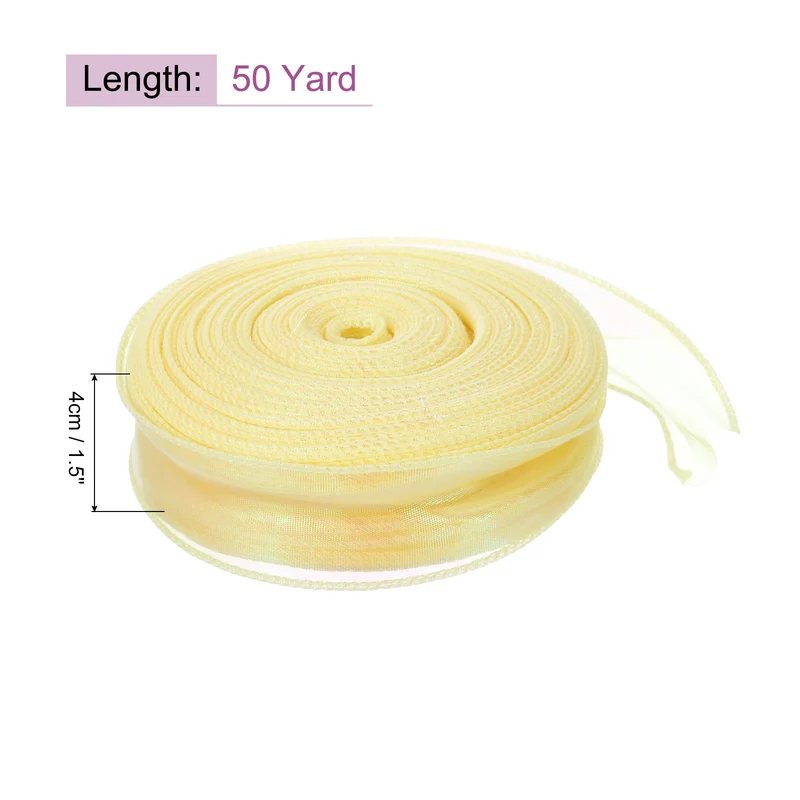 1 1/2 Inch 10Yard Sheer Organza Ribbon Shimmer Chiffon Tulle Ribbons White