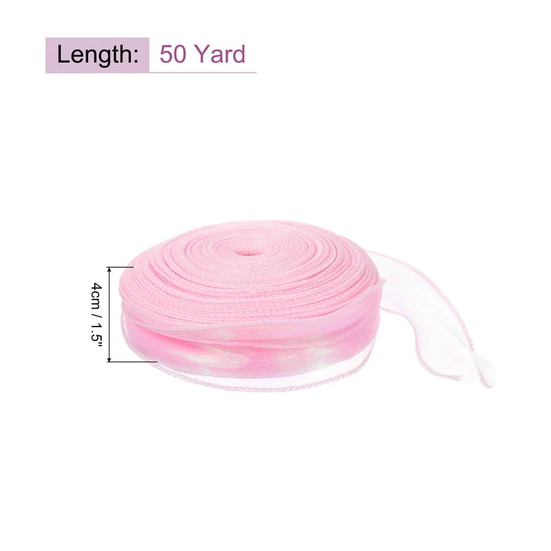1 1/2 Inch 10Yard Sheer Organza Ribbon Shimmer Chiffon Tulle Ribbons White