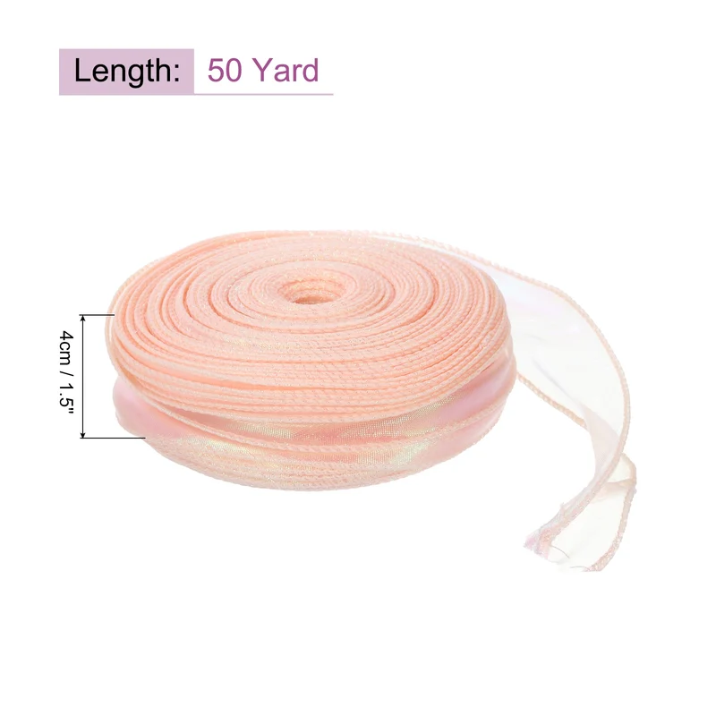 1 1/2 Inch 10Yard Sheer Organza Ribbon Shimmer Chiffon Tulle Ribbons White
