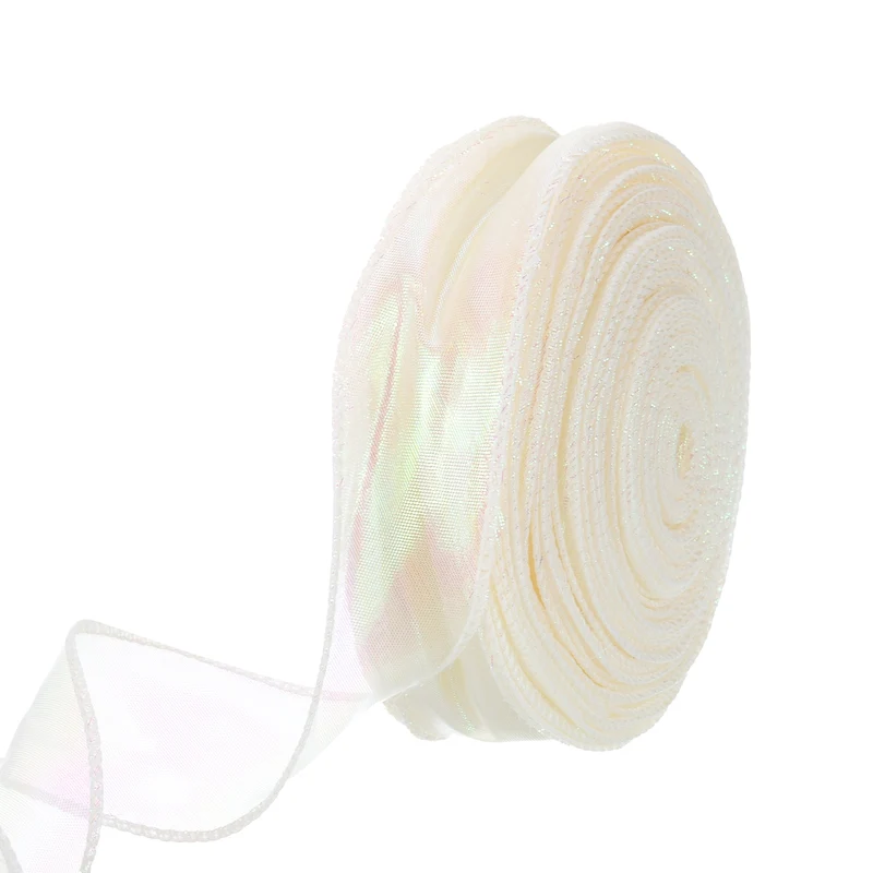 1 1/2 Inch 10Yard Sheer Organza Ribbon Shimmer Chiffon Tulle Ribbons White
