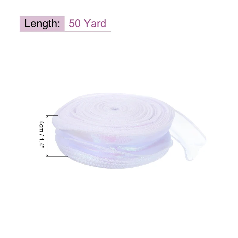 1 1/2 Inch 10Yard Sheer Organza Ribbon Shimmer Chiffon Tulle Ribbons White