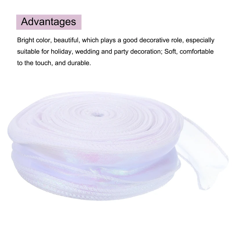 1 1/2 Inch 10Yard Sheer Organza Ribbon Shimmer Chiffon Tulle Ribbons White