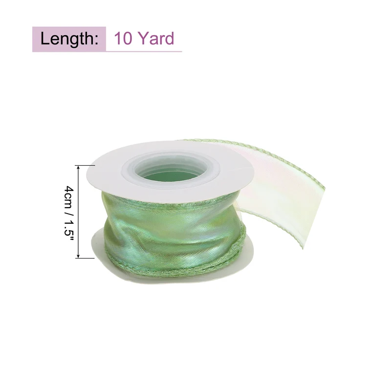 1 1/2 Inch 10Yard Sheer Organza Ribbon Shimmer Chiffon Tulle Ribbons White