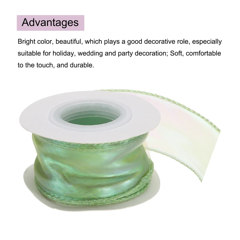 1 1/2 Inch 10Yard Sheer Organza Ribbon Shimmer Chiffon Tulle Ribbons White