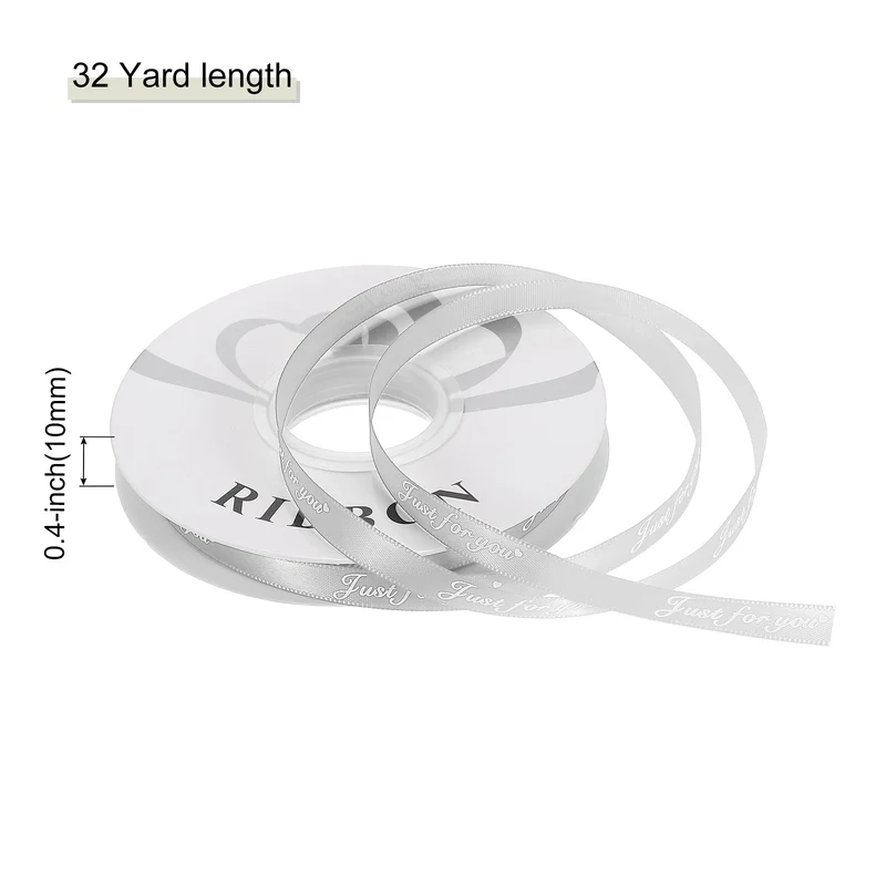 0.4Inch 32Yard Wide Satin Ribbon Grosgrain Valentine Wedding Ribbon, Gray