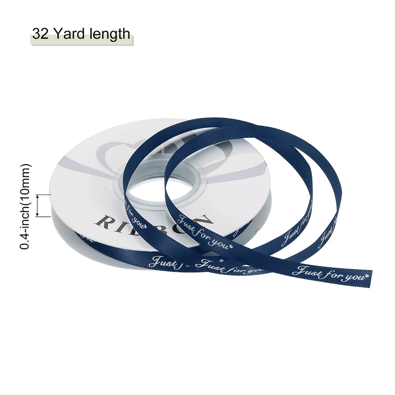 0.4Inch 32Yard Wide Satin Ribbon Grosgrain Valentine Wedding Ribbon, Navy Blue