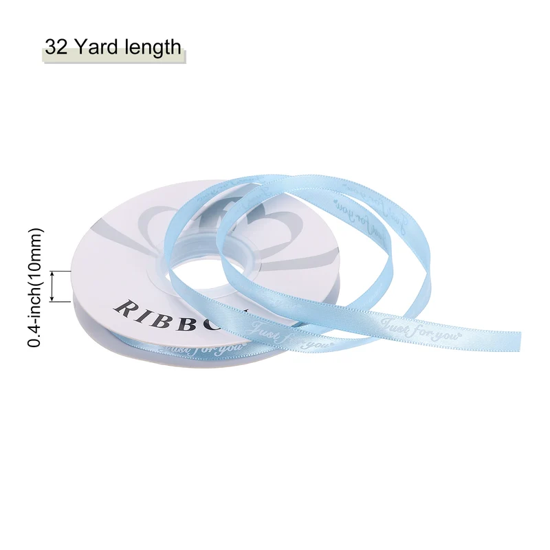0.4Inch 32Yard Wide Satin Ribbon Grosgrain Valentine Wedding Ribbon, Sky Blue
