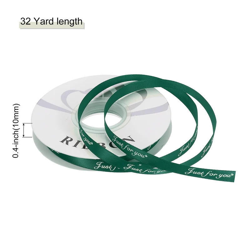0.4Inch 32Yard Wide Satin Ribbon Grosgrain Valentine Wedding Ribbon, Dark Green