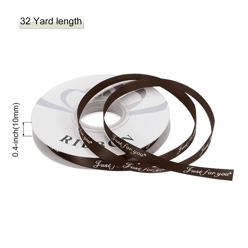 0.4Inch 32Yard Wide Satin Ribbon Grosgrain Valentine Wedding Ribbon, Coffee
