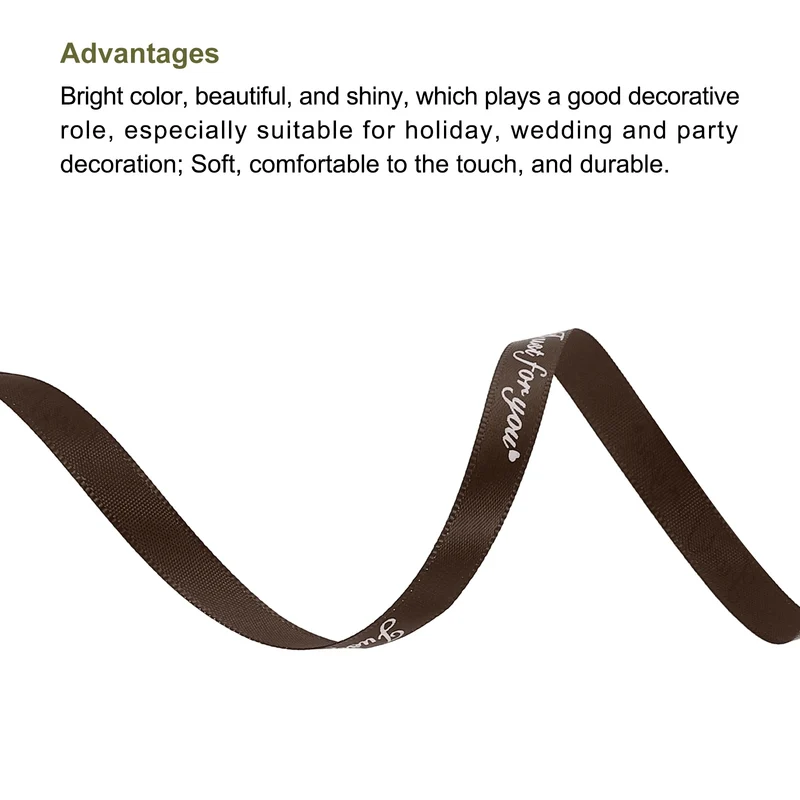 0.4Inch 32Yard Wide Satin Ribbon Grosgrain Valentine Wedding Ribbon, Coffee