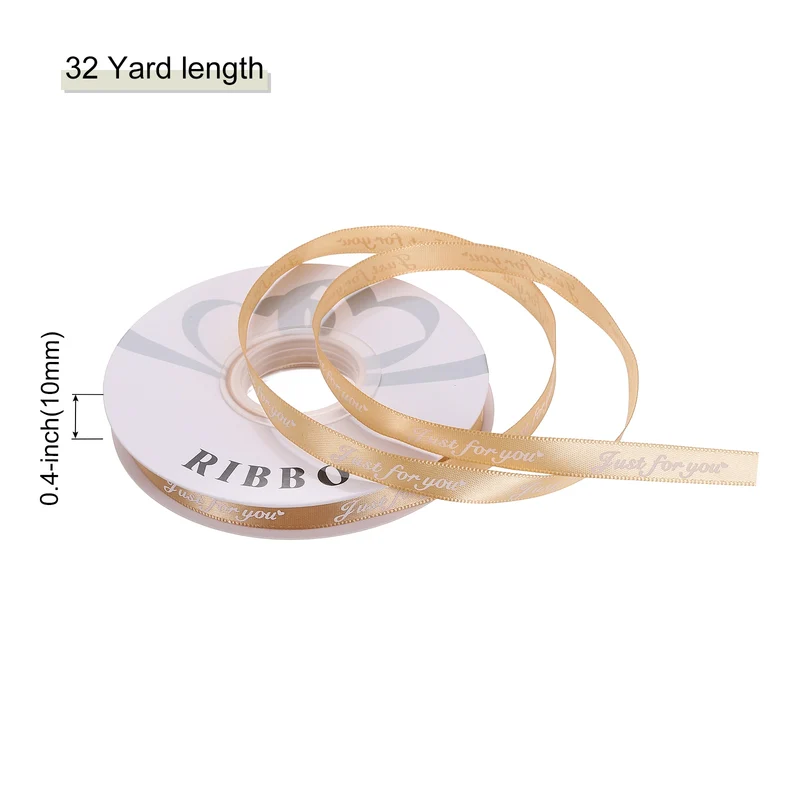 0.4Inch 32Yard Wide Satin Ribbon Grosgrain Valentine Wedding Ribbon Light Coffee