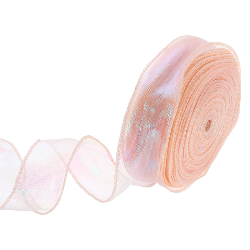 1 1/2 Inch 40Yard Sheer Organza Ribbon Chiffon Tulle Ribbons Champagne Pink