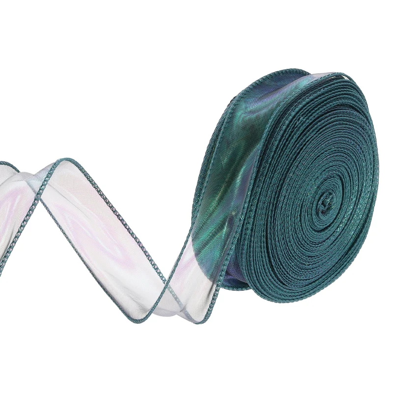 1 1/2 Inch 40Yard Sheer Organza Ribbon Shimmer Chiffon Tulle Ribbons Green