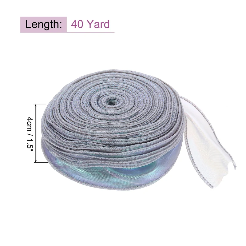 1 1/2 Inch 40Yard Sheer Organza Ribbon Shimmer Chiffon Tulle Ribbons Silver