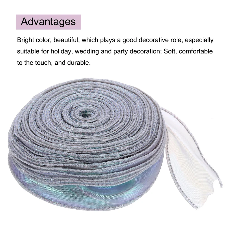 1 1/2 Inch 40Yard Sheer Organza Ribbon Shimmer Chiffon Tulle Ribbons Silver