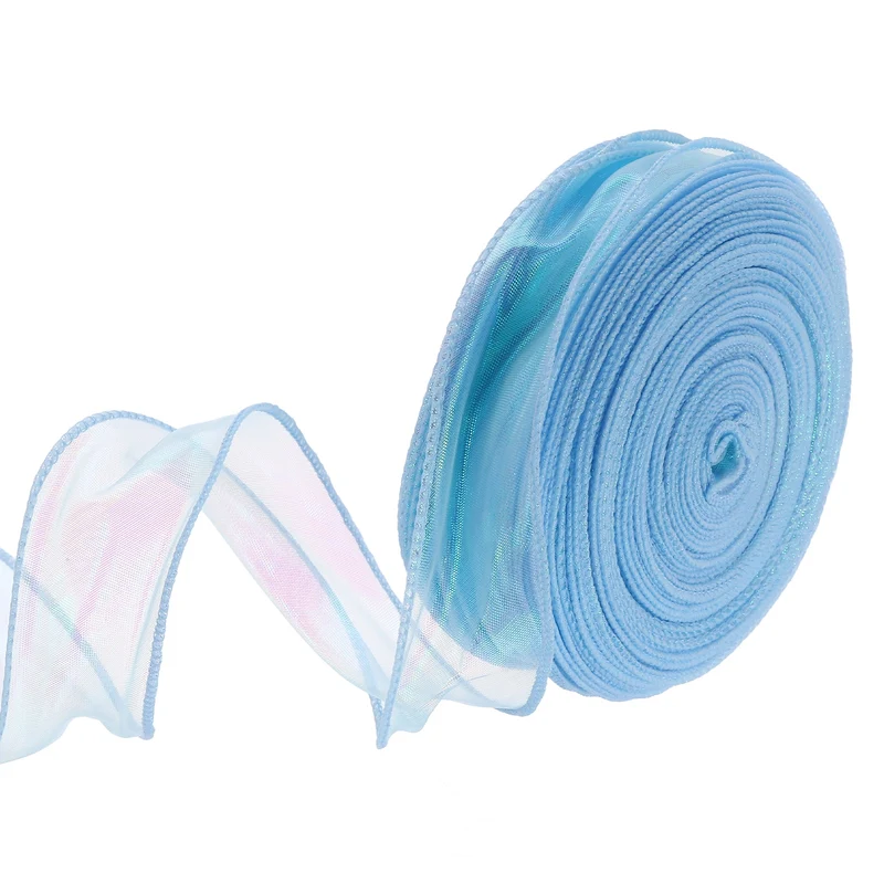 1 1/2 Inch 40Yard Sheer Organza Ribbon Shimmer Chiffon Tulle Ribbons Blue