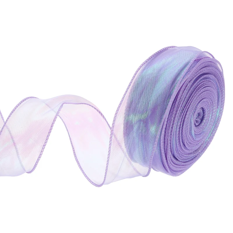 1 1/2 Inch 40Yard Sheer Organza Ribbon Shimmer Chiffon Tulle Ribbons Purple