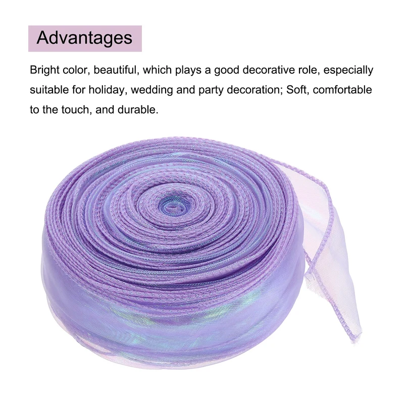 1 1/2 Inch 40Yard Sheer Organza Ribbon Shimmer Chiffon Tulle Ribbons Purple