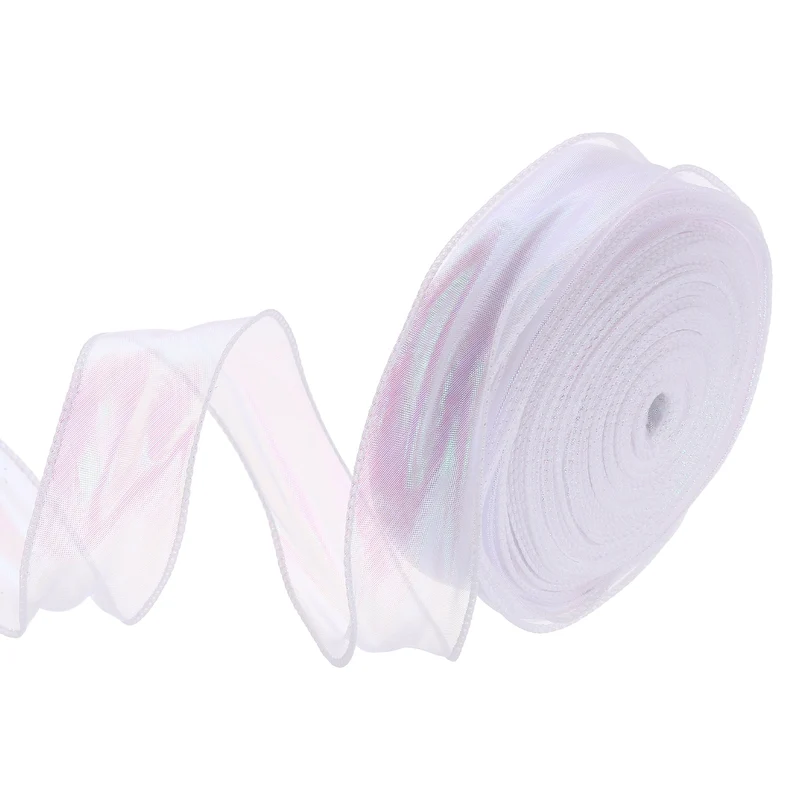 1 1/2 Inch 40Yard Sheer Organza Ribbon Shimmer Chiffon Tulle Ribbons White