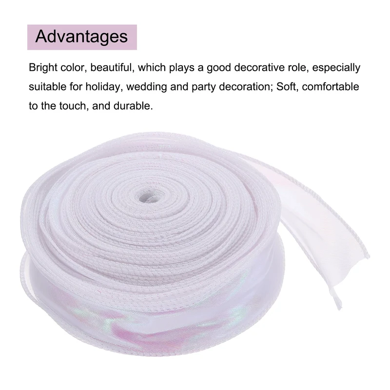 1 1/2 Inch 40Yard Sheer Organza Ribbon Shimmer Chiffon Tulle Ribbons White