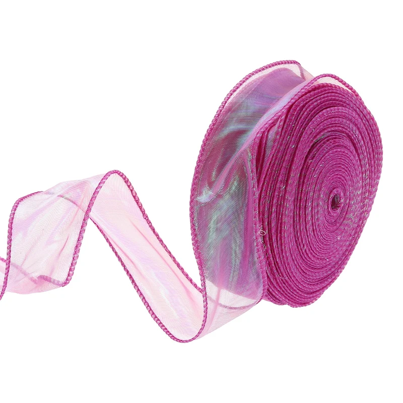 1 1/2 Inch 40Yard Sheer Organza Ribbon Shimmer Chiffon Tulle Ribbons Rose Purple