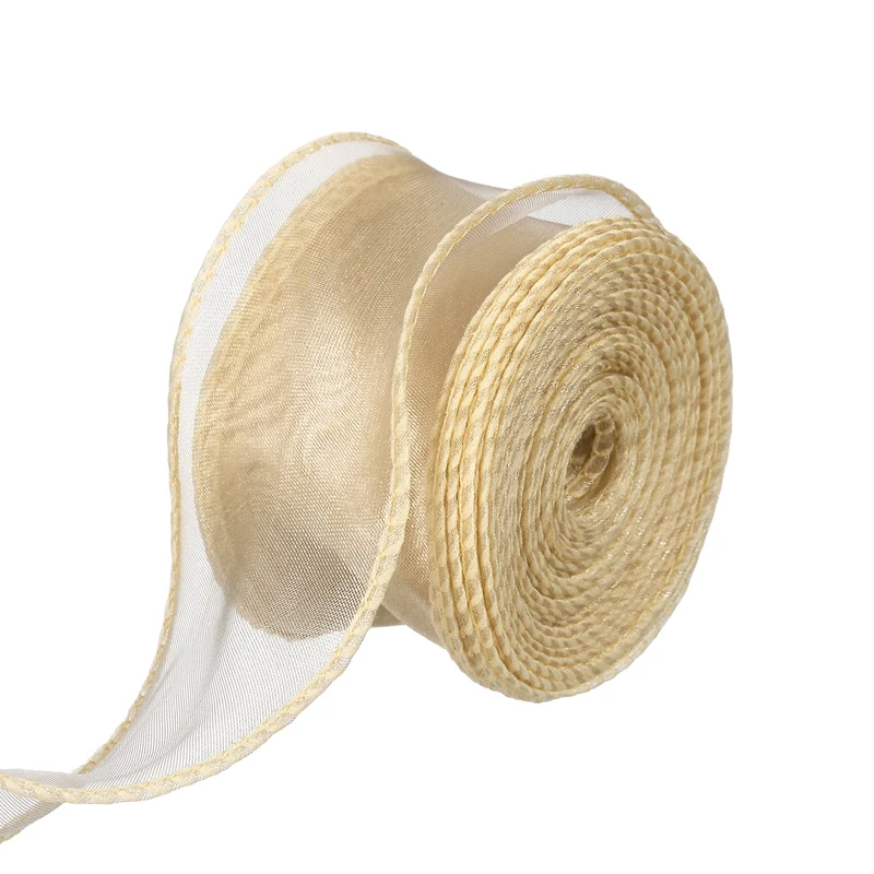 1 1/2 in 10 Yd Iridescent Sheer Organza Ribbon Golden