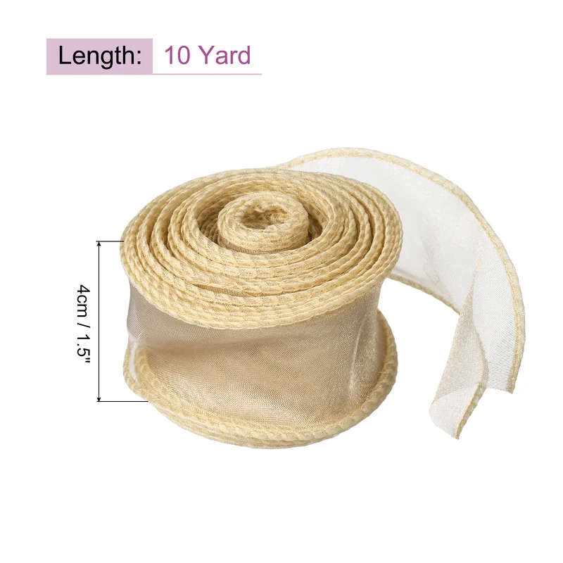 1 1/2 in 10 Yd Iridescent Sheer Organza Ribbon Golden
