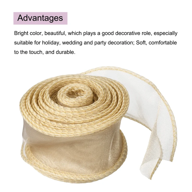 1 1/2 in 10 Yd Iridescent Sheer Organza Ribbon Golden